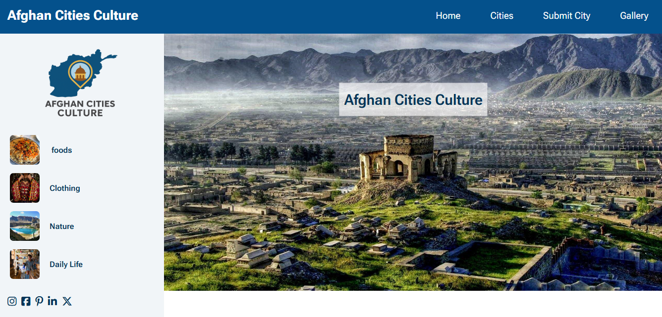  A picture of website focusing on the cultural diversity of Afghan cities
